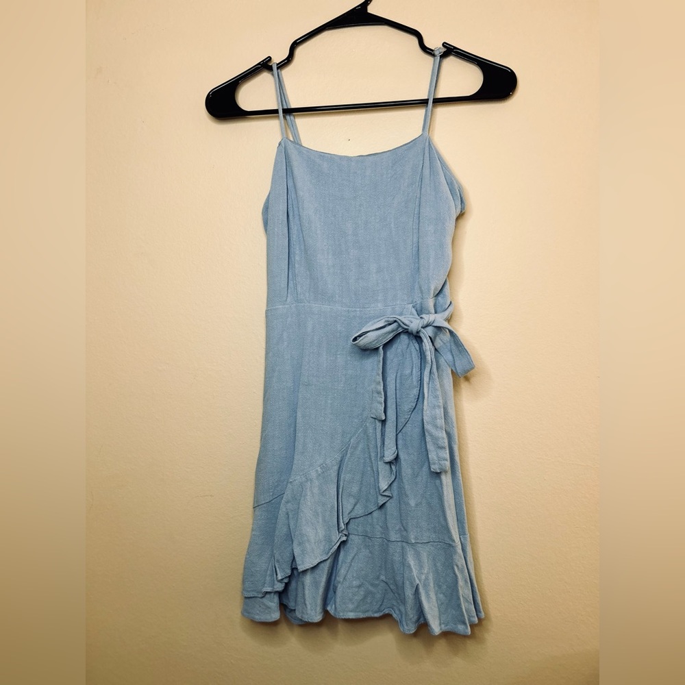 Small Altar’d State blue wrap mini dress